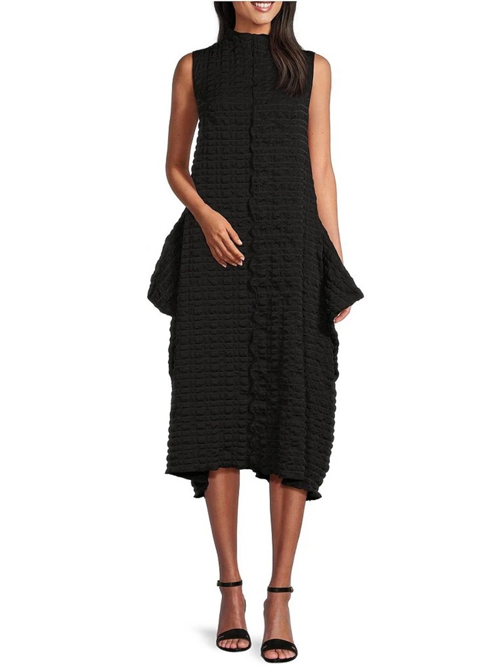 NWT IC Collection Black Bubble Check Textured Midi
Dress M Lagenlook